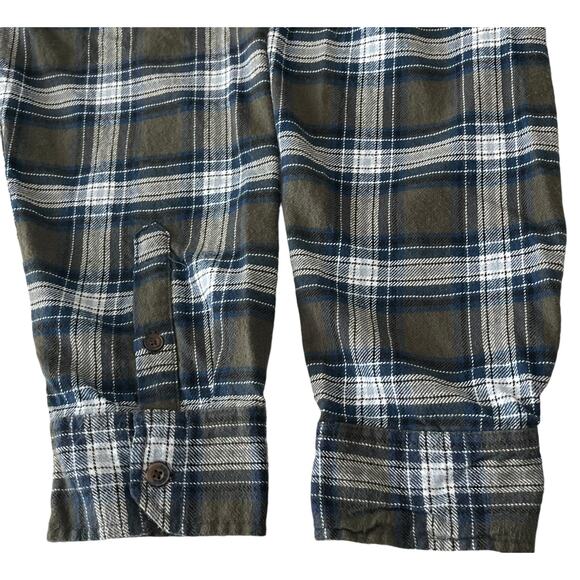 JACHS LONG SLEEVE BUTTON HERITAGE FLANNEL SHIRT, MENS, XL-BLUE OLIVE GREEN PLAID - Picture 8 of 12